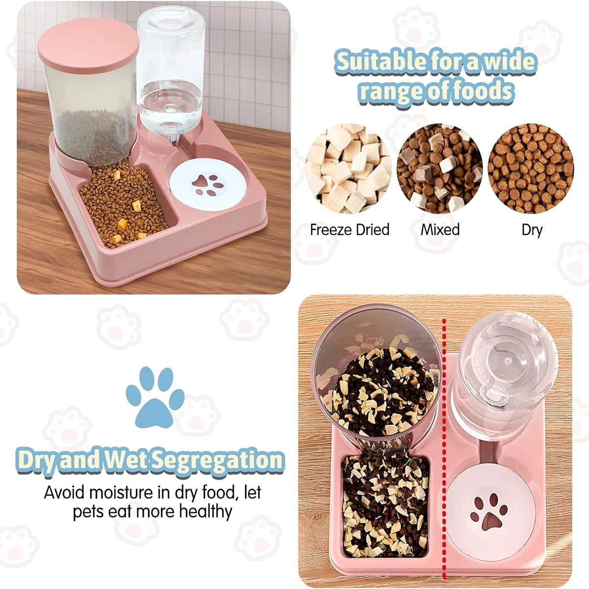 Revolutionize Your Pet’s Meal Time with the 2-in-1 Tilted Automatic Cat Feeder and Water Dispenser Set - Effortless Feeding and Hydration for Dogs!