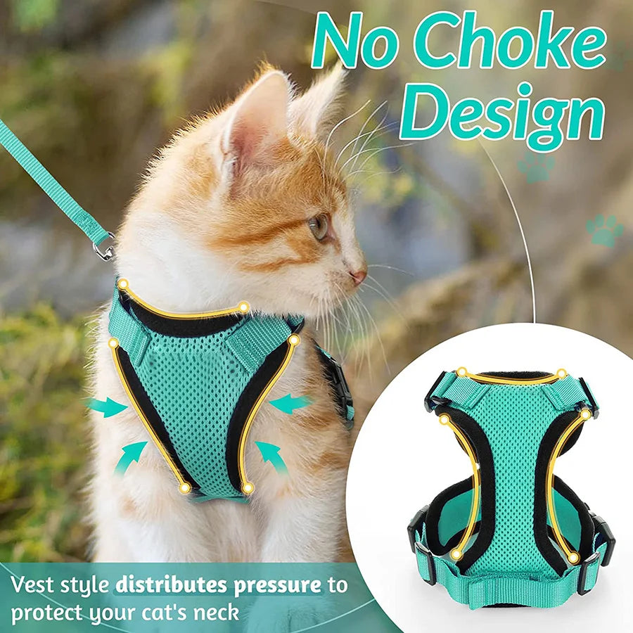 Ultimate Escape Proof Cat Harness and Leash Set – Soft, Adjustable Vest for Easy Control During Walks