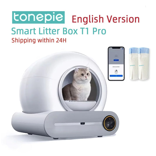 Revolutionize Your Cat Care with the Tonepie 65L Automatic Smart Litter Box - Self-Cleaning and Fully Enclosed for Effortless Maintenance