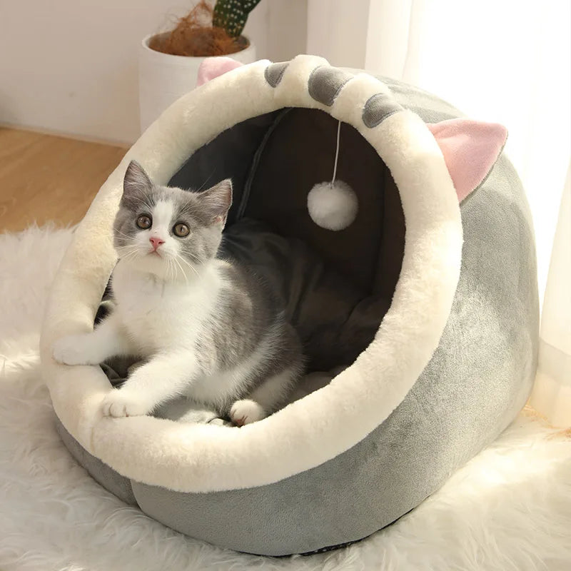 Cozy Cartoon Cat Bed – Foldable & Washable Sleeping Mat for Cats and Small Dogs