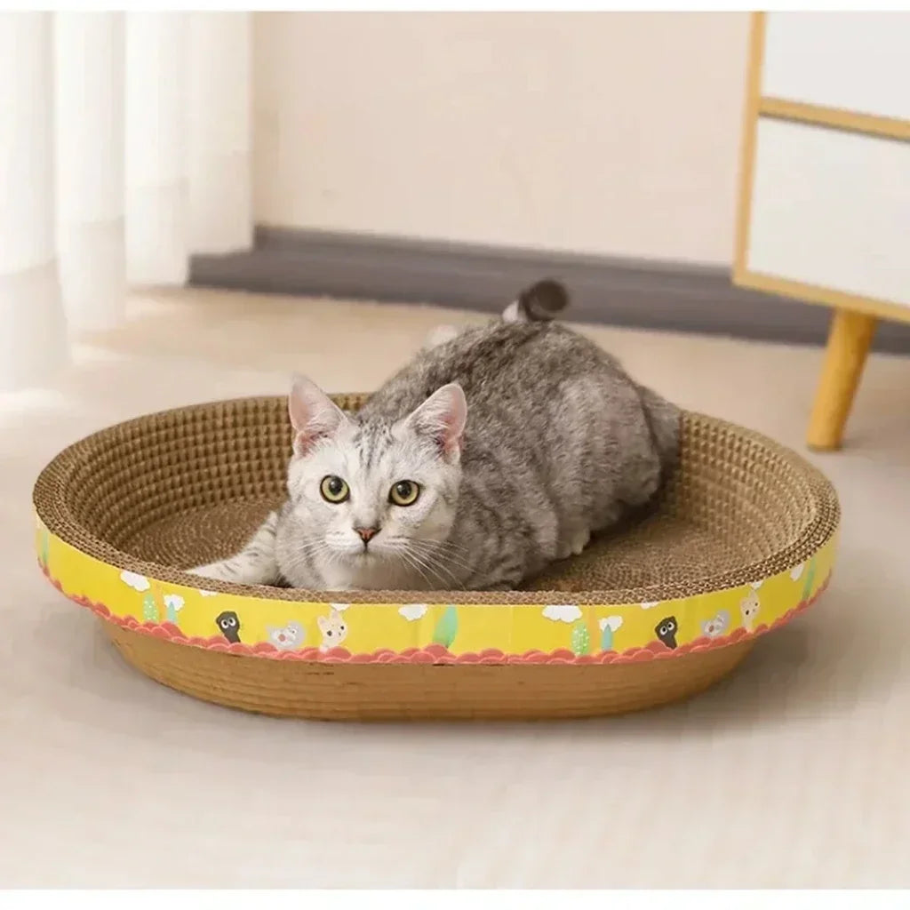 Discover the Ultimate Cat Scratching Board – Durable Oval Corrugated Paper Nest for Happy, Healthy Cats!