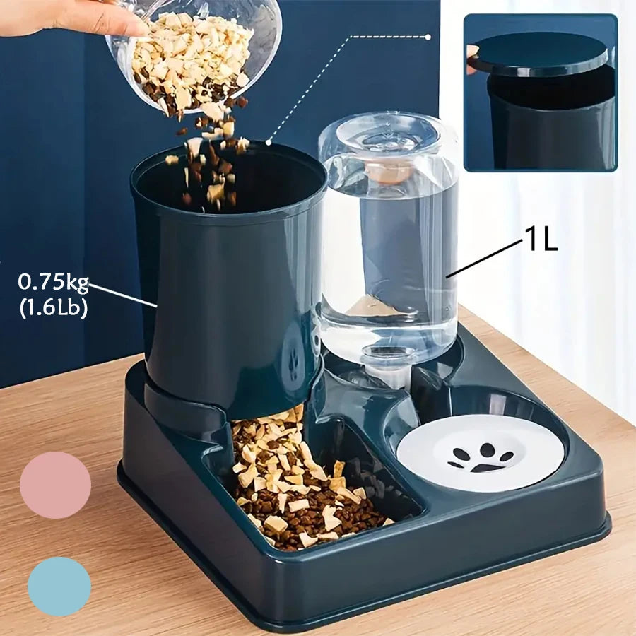 Revolutionize Your Pet’s Meal Time with the 2-in-1 Tilted Automatic Cat Feeder and Water Dispenser Set - Effortless Feeding and Hydration for Dogs!