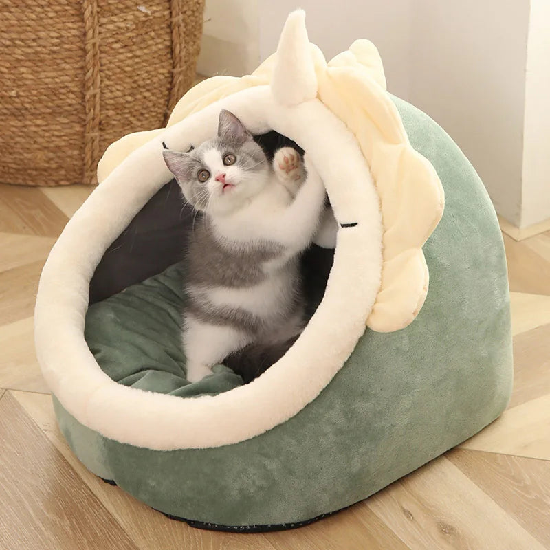 Cozy Cartoon Cat Bed – Foldable & Washable Sleeping Mat for Cats and Small Dogs