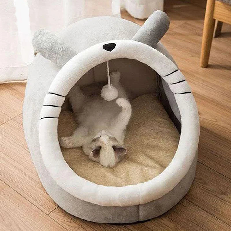 Cozy Cartoon Cat Bed – Foldable & Washable Sleeping Mat for Cats and Small Dogs