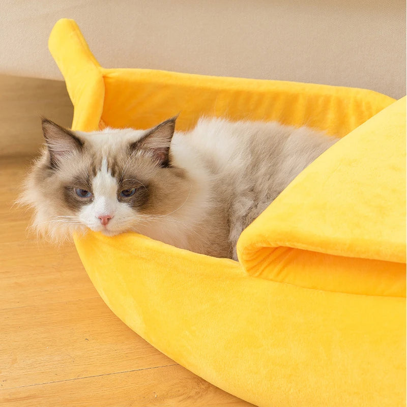 Transform Your Pet's Relaxation with Our Adorable Banana Cat Bed House - Cozy, Durable, and Available in Multiple Colors!