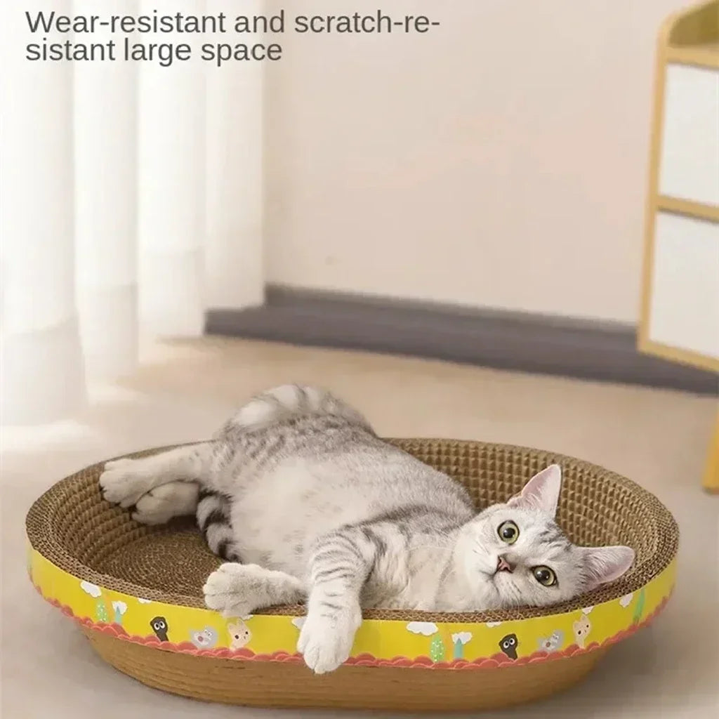 Discover the Ultimate Cat Scratching Board – Durable Oval Corrugated Paper Nest for Happy, Healthy Cats!