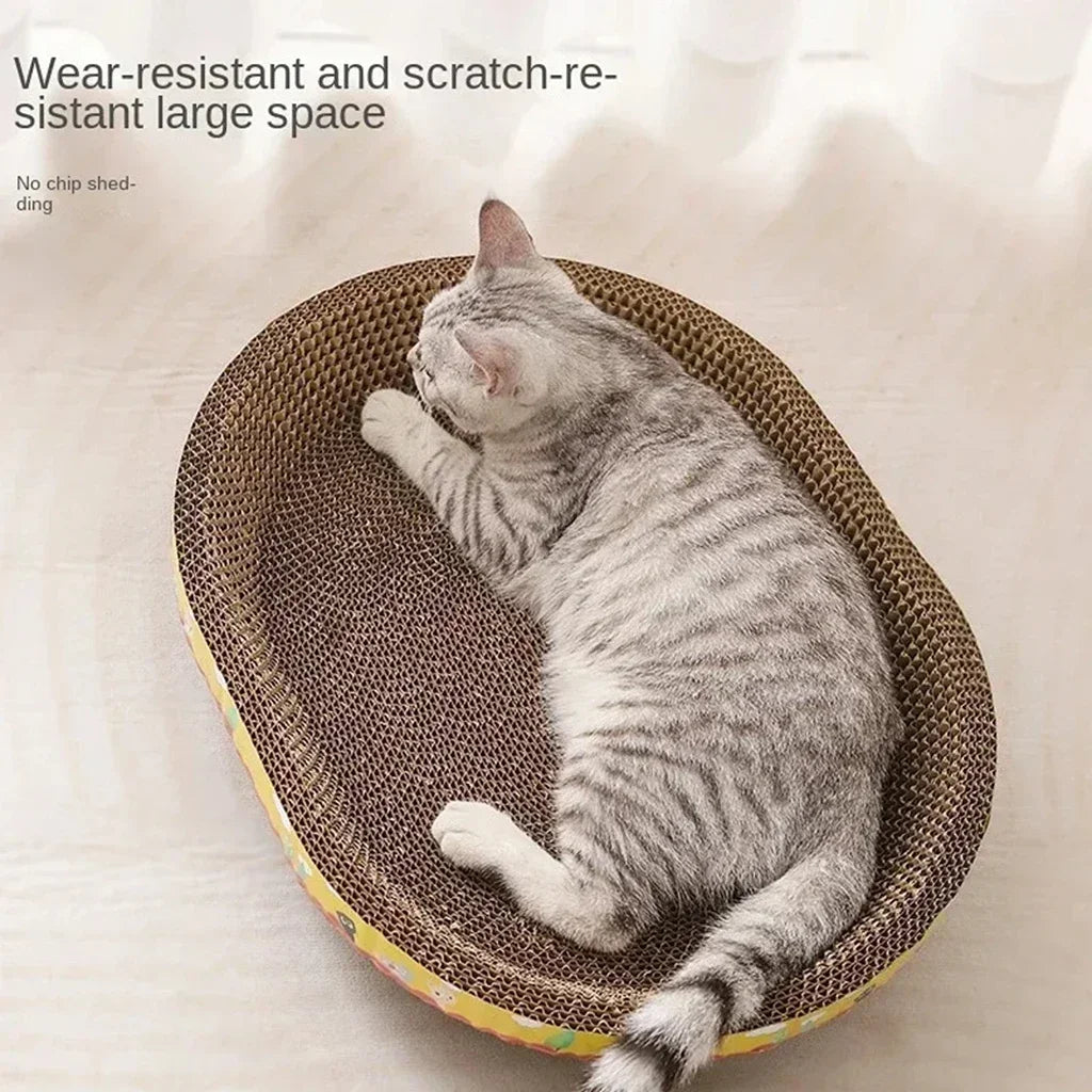 Discover the Ultimate Cat Scratching Board – Durable Oval Corrugated Paper Nest for Happy, Healthy Cats!