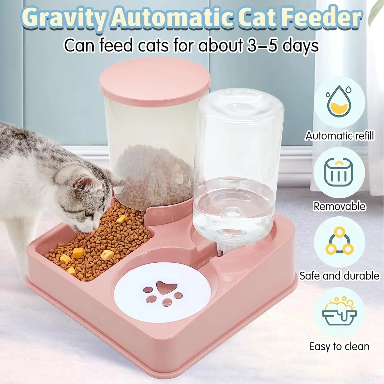 Revolutionize Your Pet’s Meal Time with the 2-in-1 Tilted Automatic Cat Feeder and Water Dispenser Set - Effortless Feeding and Hydration for Dogs!