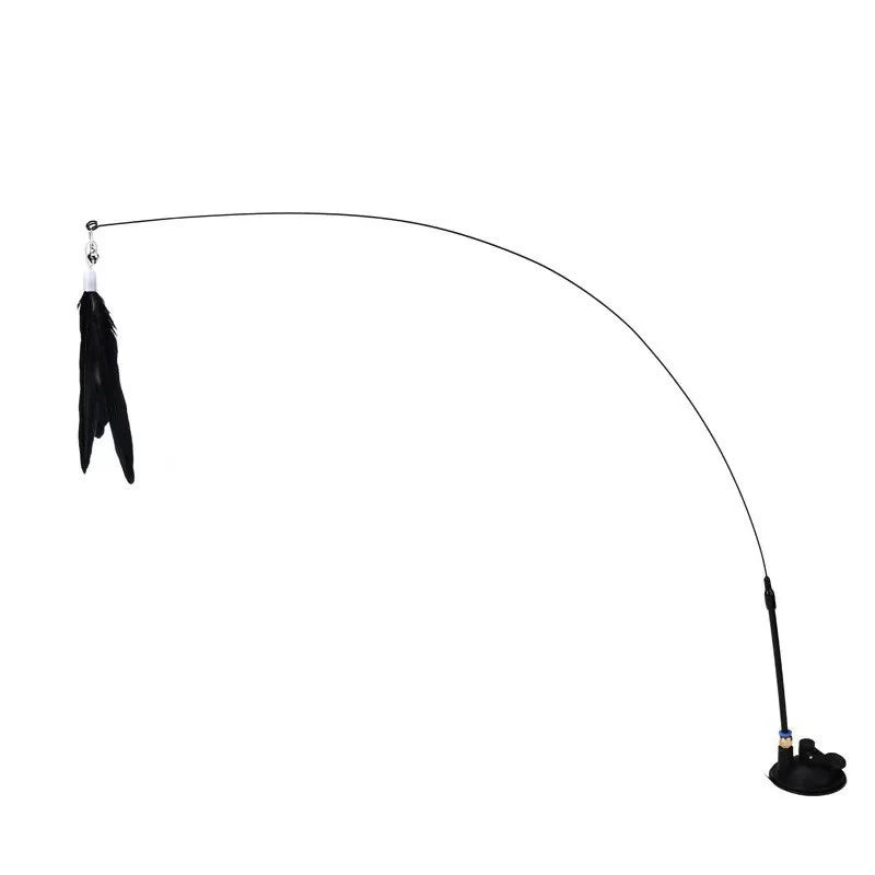 Exciting Interactive Cat Feather Wand Toy Set with Super Suction Cup - Includes 2 Detachable Feather Replacements for Hours of Fun!