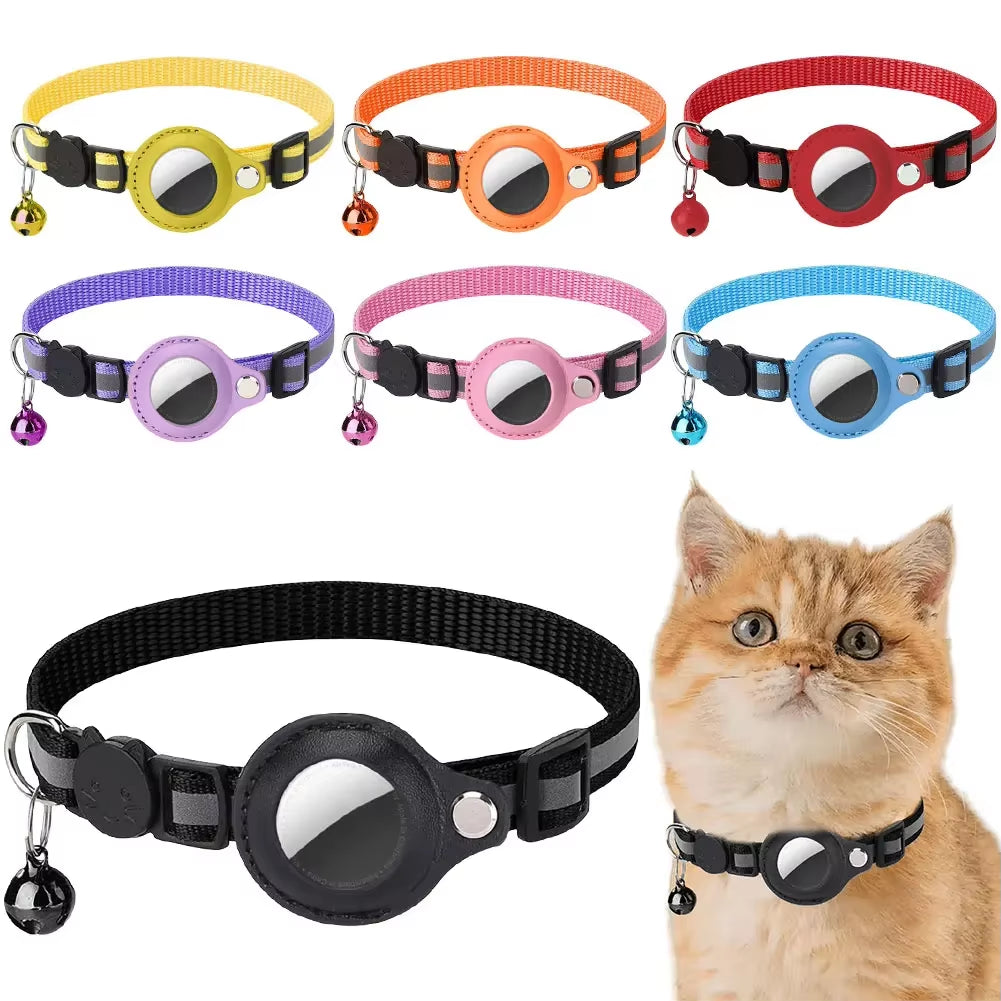 Elevate Your Cat's Safety with Our Stylish Reflective Collar Featuring Apple AirTag Holder