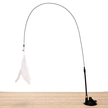 Exciting Interactive Cat Feather Wand Toy Set with Super Suction Cup - Includes 2 Detachable Feather Replacements for Hours of Fun!