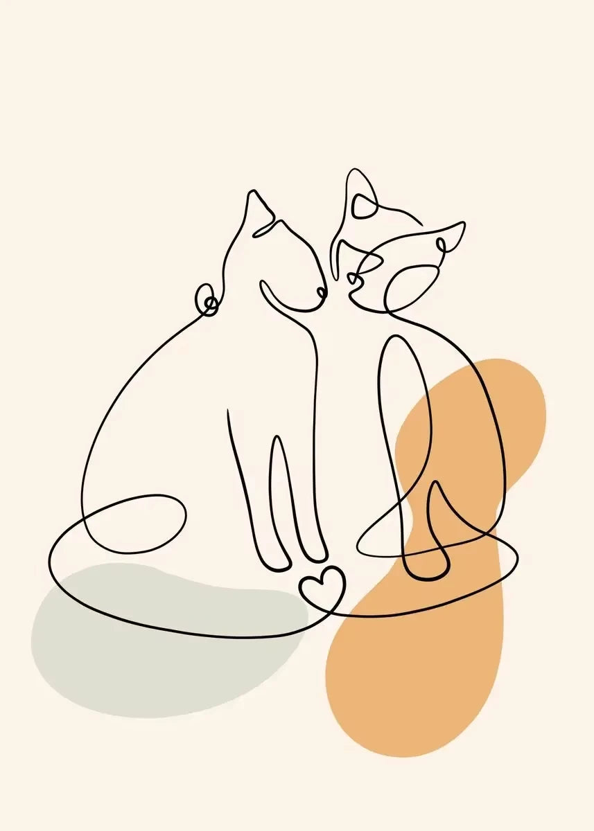 Elevate Your Space with a Minimalist One Line Cat Canvas Print - Perfect for Living Rooms and Bedrooms
