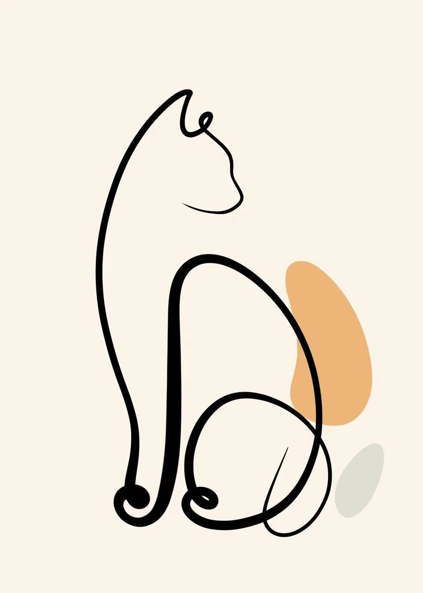 Elevate Your Space with a Minimalist One Line Cat Canvas Print - Perfect for Living Rooms and Bedrooms