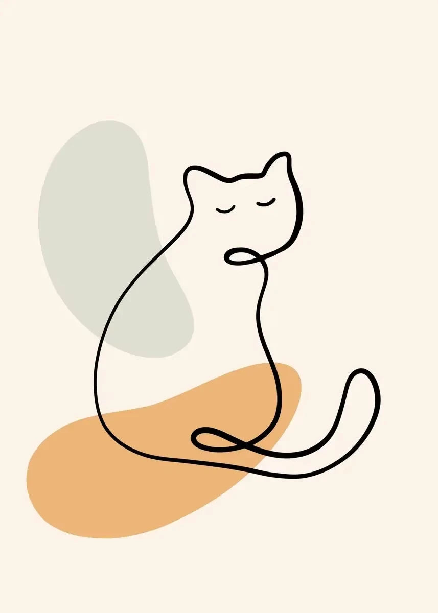 Elevate Your Space with a Minimalist One Line Cat Canvas Print - Perfect for Living Rooms and Bedrooms