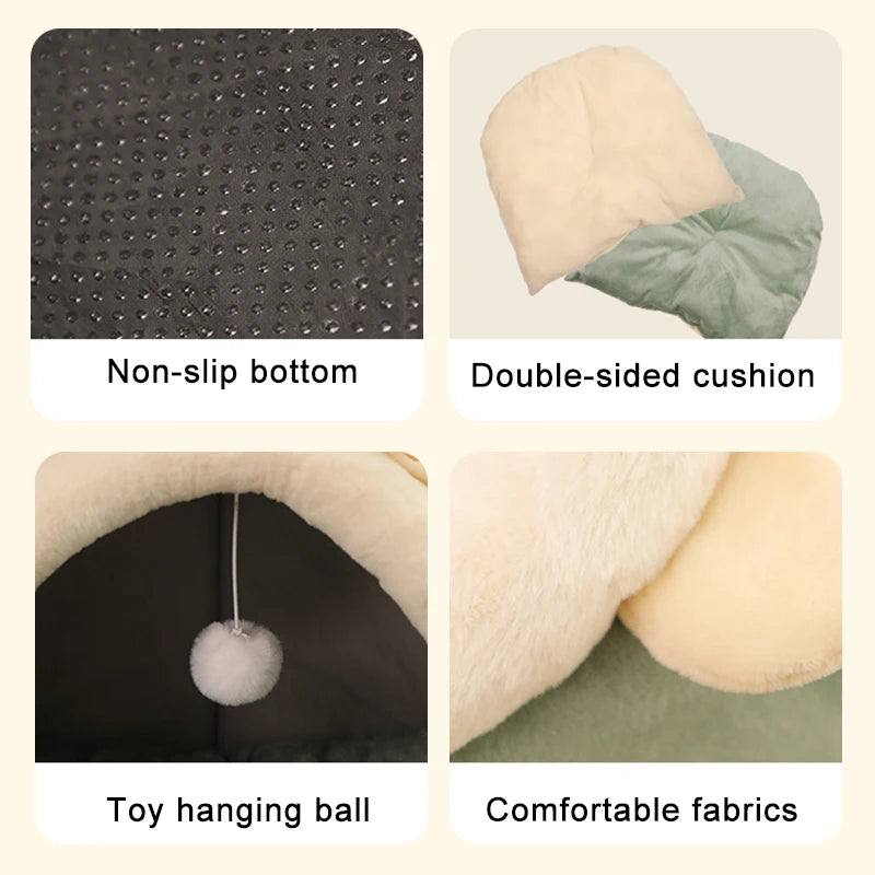 Cozy Cartoon Cat Bed – Foldable & Washable Sleeping Mat for Cats and Small Dogs