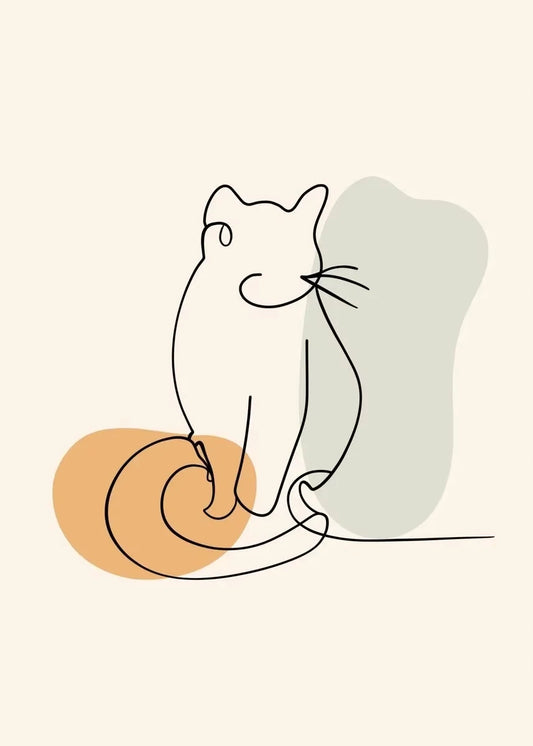 Elevate Your Space with a Minimalist One Line Cat Canvas Print - Perfect for Living Rooms and Bedrooms