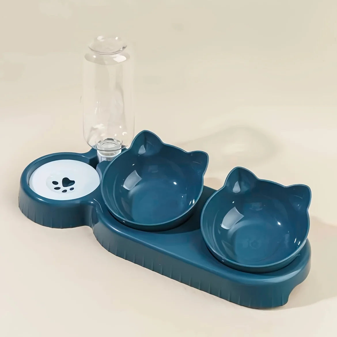 Elevate Your Cat's Dining Experience with Our 3-in-1 Ear Design Tilted Pet Bowls Featuring a Convenient Water Feeder!