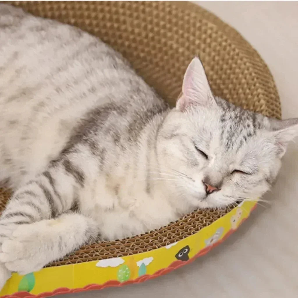 Discover the Ultimate Cat Scratching Board – Durable Oval Corrugated Paper Nest for Happy, Healthy Cats!