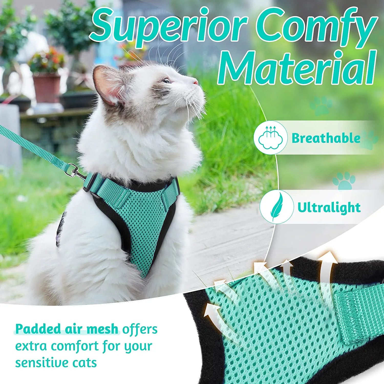 Ultimate Escape Proof Cat Harness and Leash Set – Soft, Adjustable Vest for Easy Control During Walks