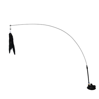 Exciting Interactive Cat Feather Wand Toy Set with Super Suction Cup - Includes 2 Detachable Feather Replacements for Hours of Fun!