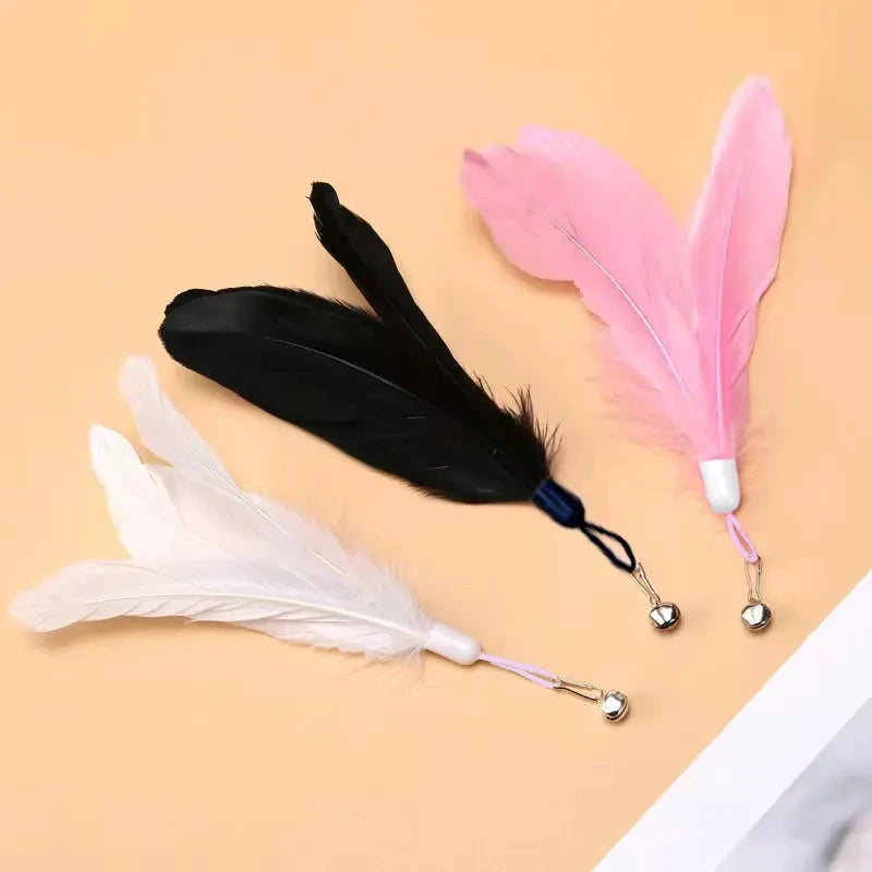 Exciting Interactive Cat Feather Wand Toy Set with Super Suction Cup - Includes 2 Detachable Feather Replacements for Hours of Fun!