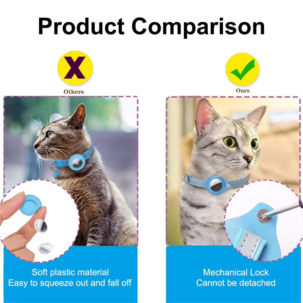 Elevate Your Cat's Safety with Our Stylish Reflective Collar Featuring Apple AirTag Holder